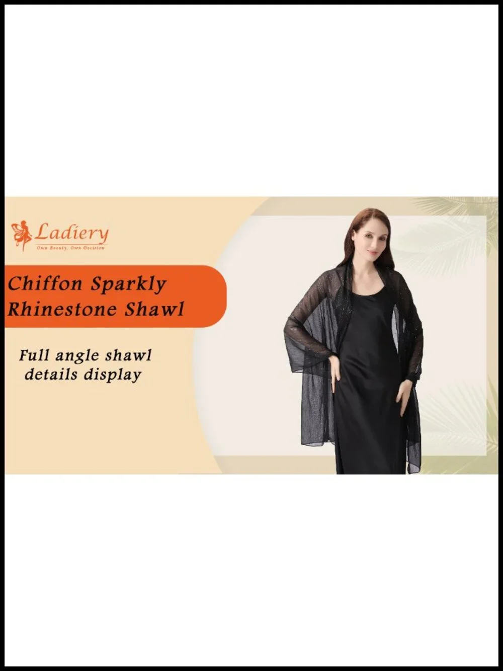 Chiffon Shawl Wrap with Rhinestones for Women Weddings Formal Occasions Sparkly